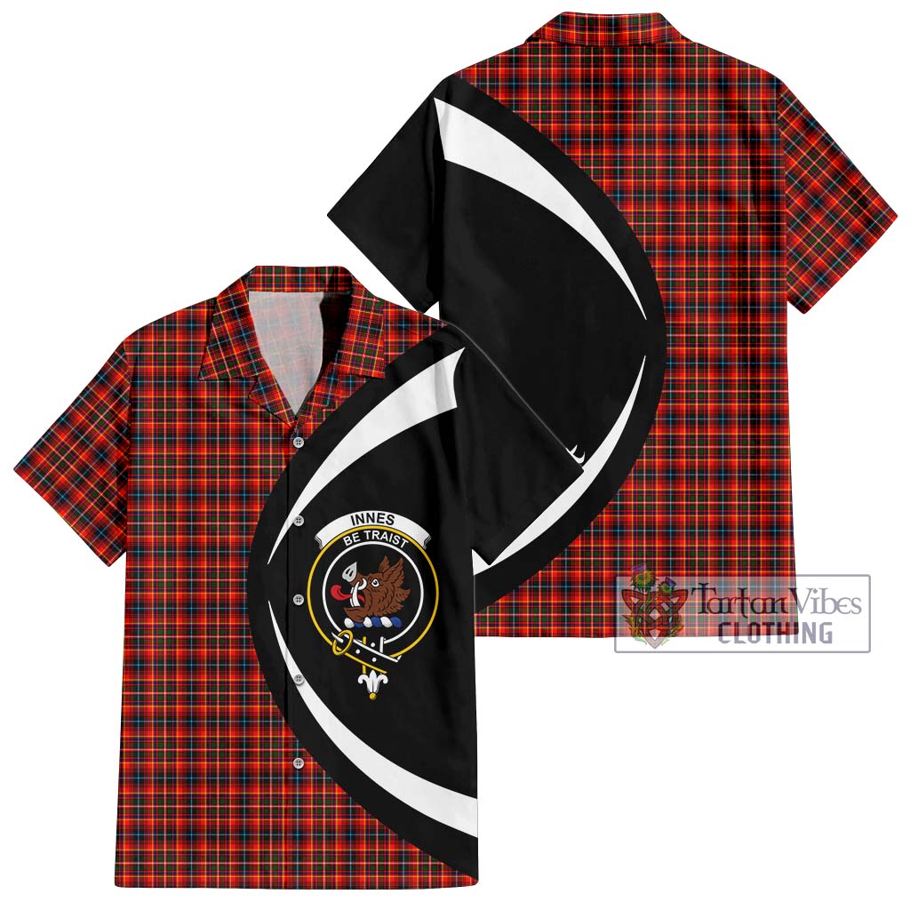 Innes Modern Tartan Short Sleeve Button Up with Family Crest Circle Style Kid - Tartan Vibes Clothing