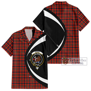 Innes Modern Tartan Short Sleeve Button Up with Family Crest Circle Style