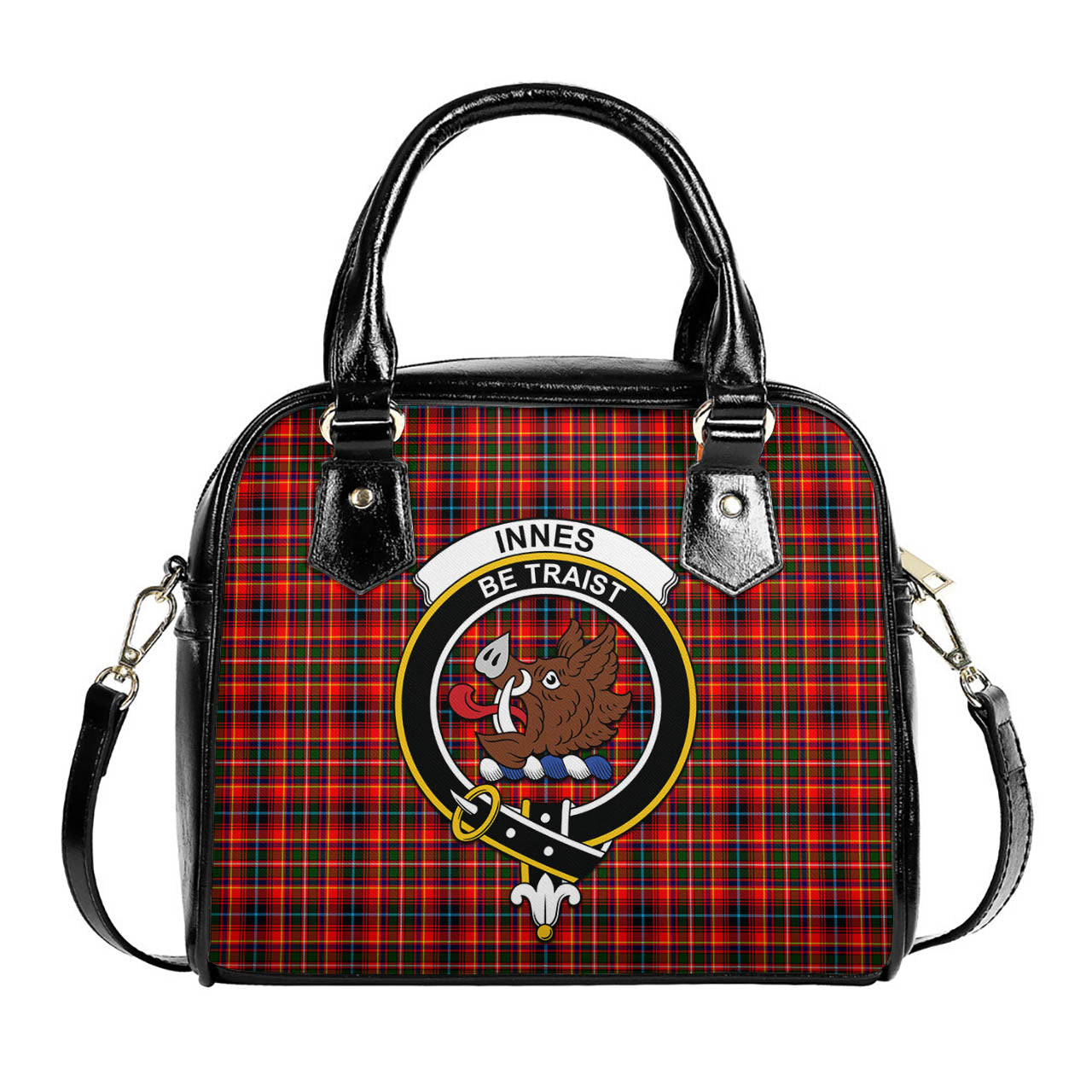 Innes Modern Tartan Shoulder Handbags with Family Crest One Size 6*25*22 cm - Tartanvibesclothing