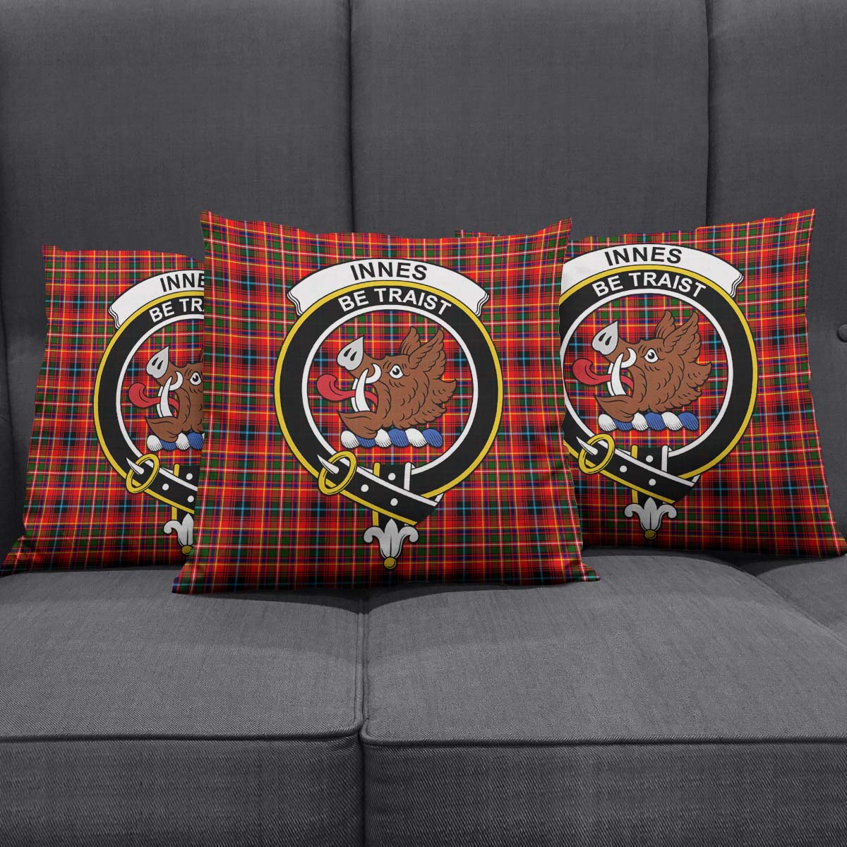 Innes Modern Tartan Pillow Cover with Family Crest Square Pillow Cover - Tartanvibesclothing