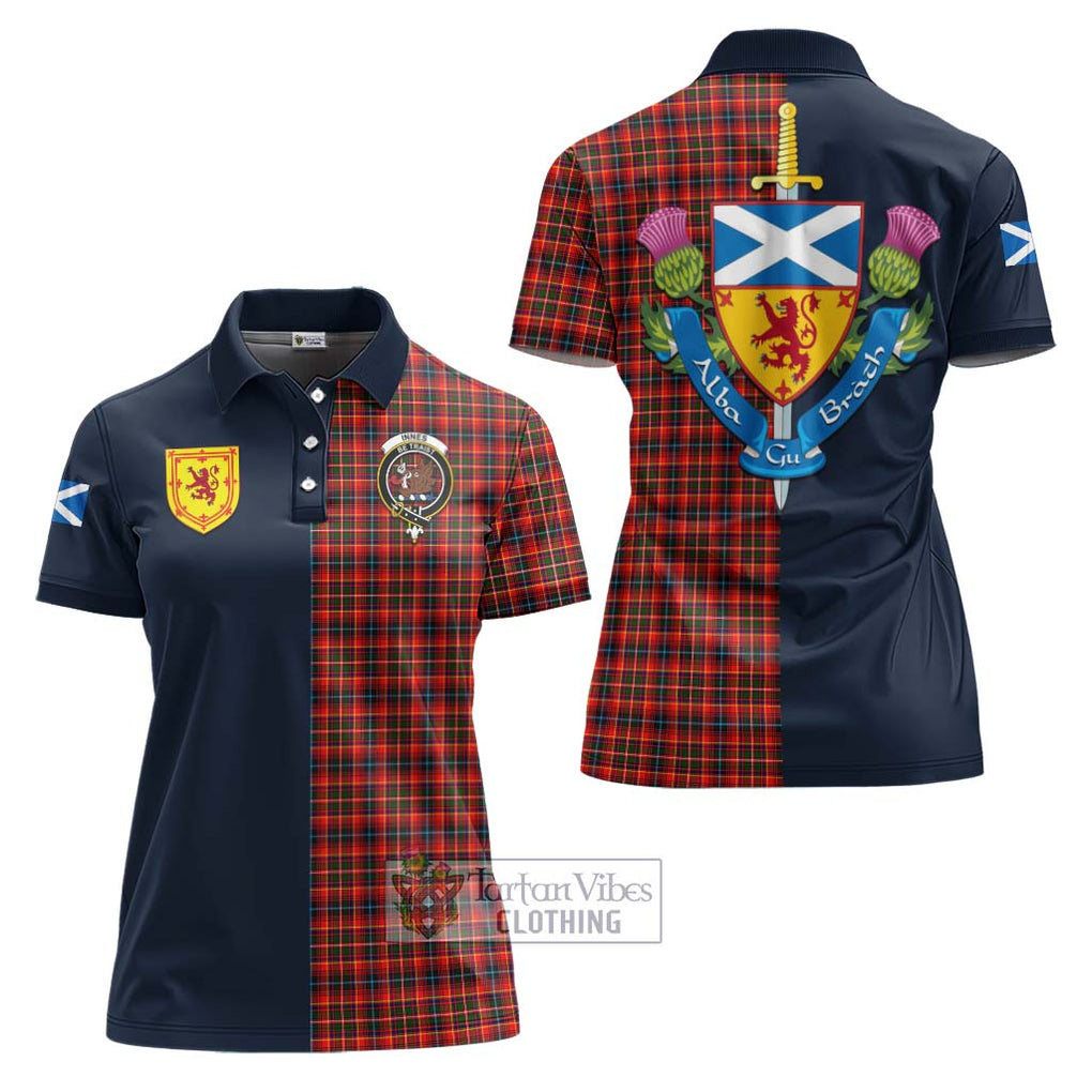 Tartan Vibes Clothing Innes Modern Tartan Women's Polo Shirt with Scottish Lion Royal Arm Half Style