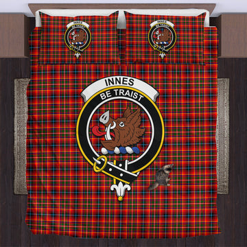 Innes Modern Tartan Bedding Set with Family Crest