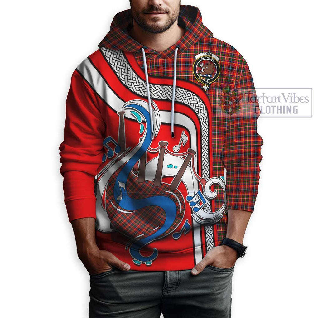 Innes Modern Tartan Hoodie with Epic Bagpipe Style Zip Hoodie - Tartanvibesclothing Shop