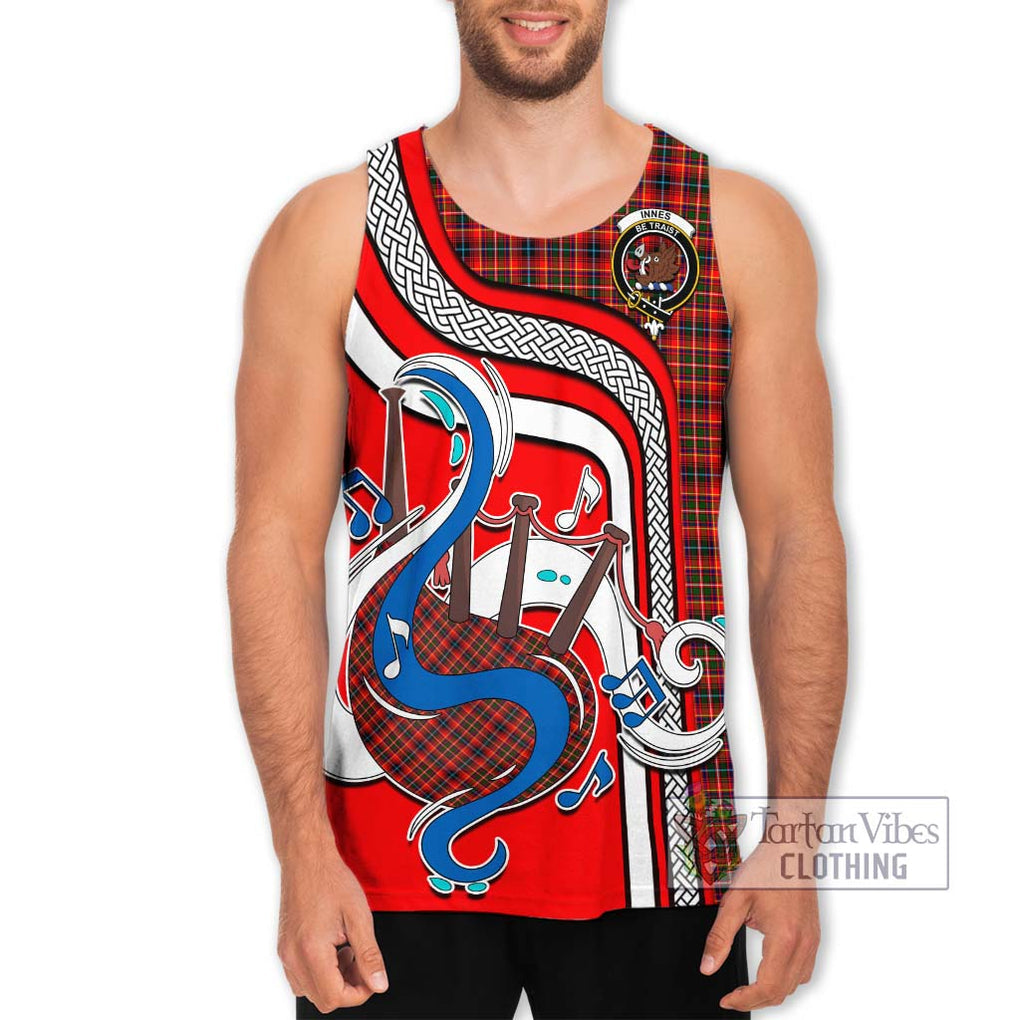 Innes Modern Tartan Men's Tank Top with Epic Bagpipe Style Men - Tartanvibesclothing Shop