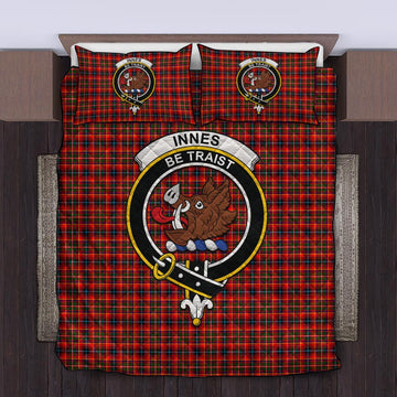 Innes Modern Tartan Quilt Bed Set with Family Crest