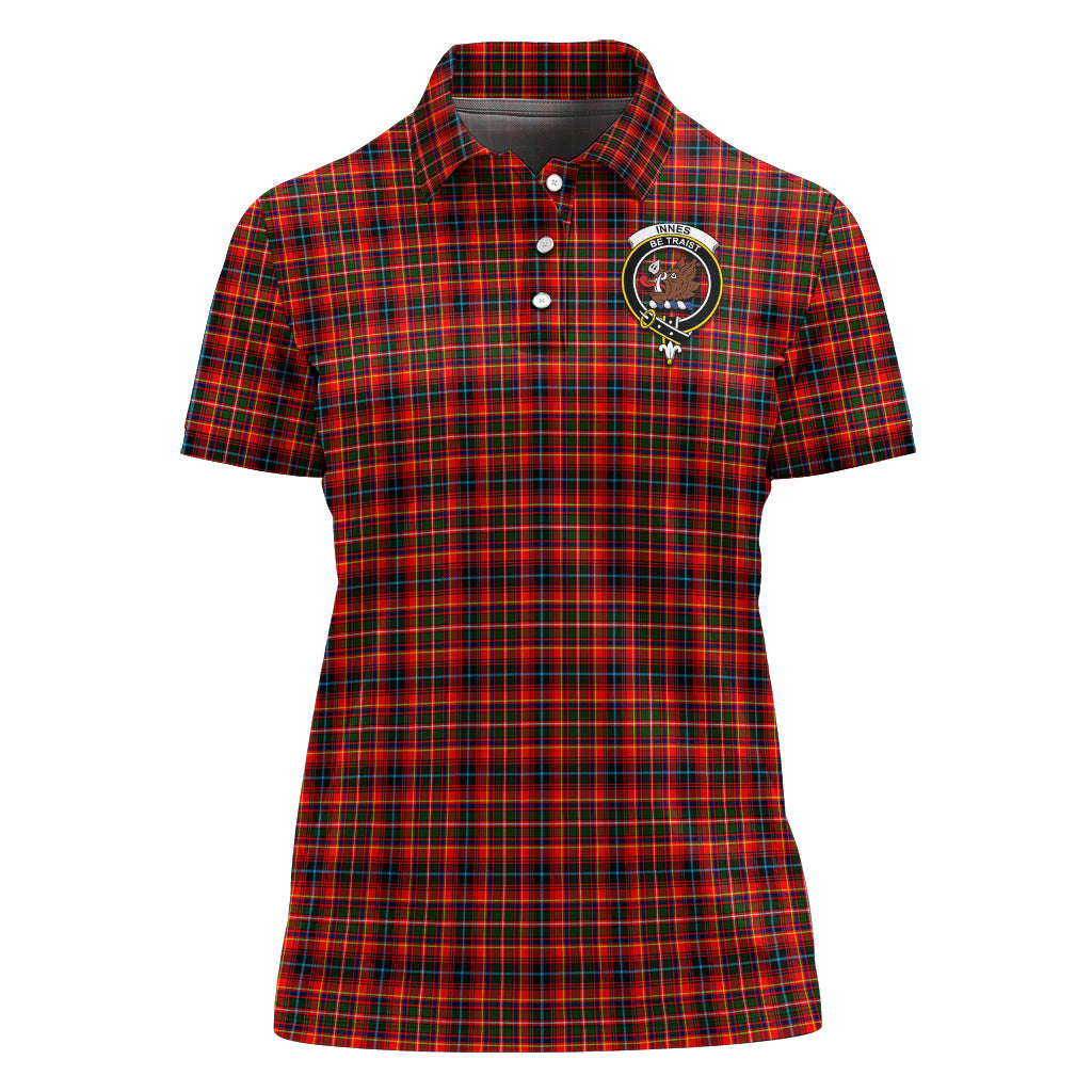 Innes Modern Tartan Polo Shirt with Family Crest For Women - Tartan Vibes Clothing