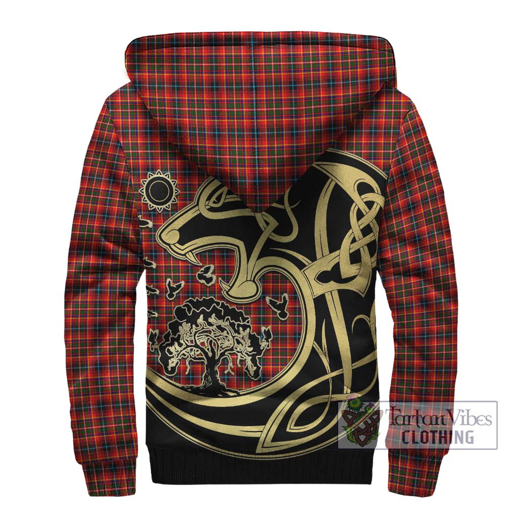 Innes Modern Tartan Sherpa Hoodie with Family Crest Celtic Wolf Style - Tartan Vibes Clothing