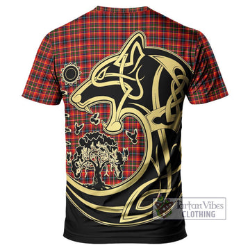 Innes Modern Tartan T-Shirt with Family Crest Celtic Wolf Style