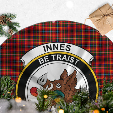 Innes Modern Tartan Christmas Tree Skirt with Family Crest