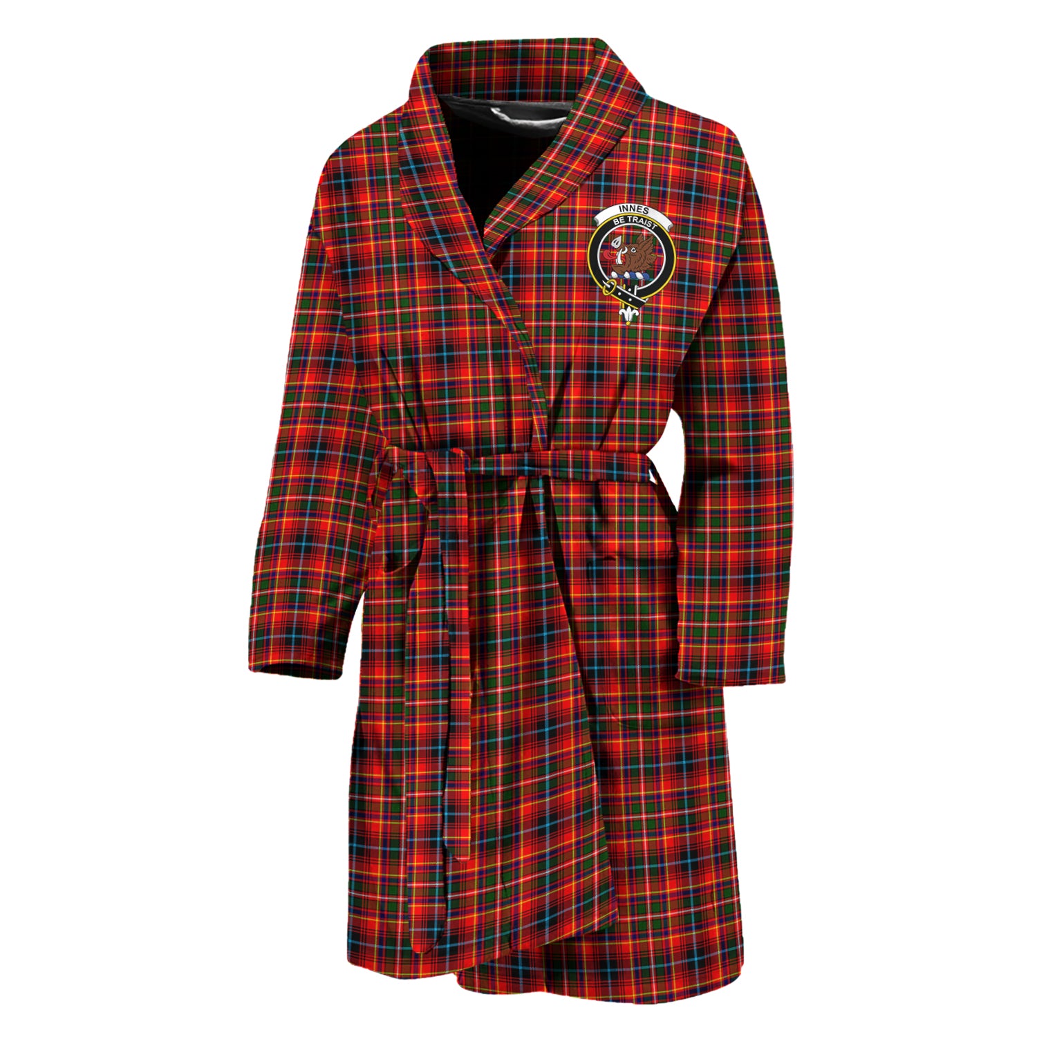 Innes Modern Tartan Bathrobe with Family Crest Unisex M - Tartan Vibes Clothing