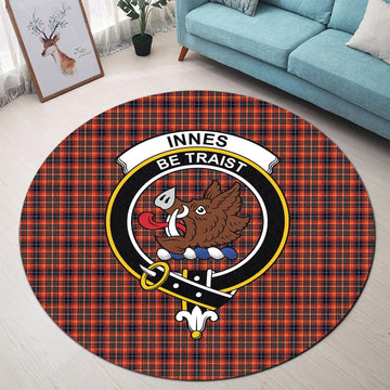 Innes Modern Tartan Round Rug with Family Crest