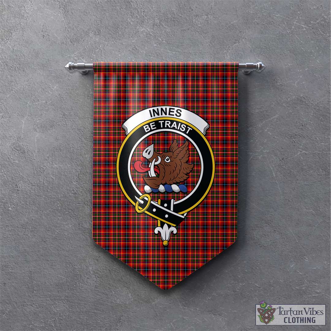 Tartan Vibes Clothing Innes Modern Tartan Gonfalon, Tartan Banner with Family Crest