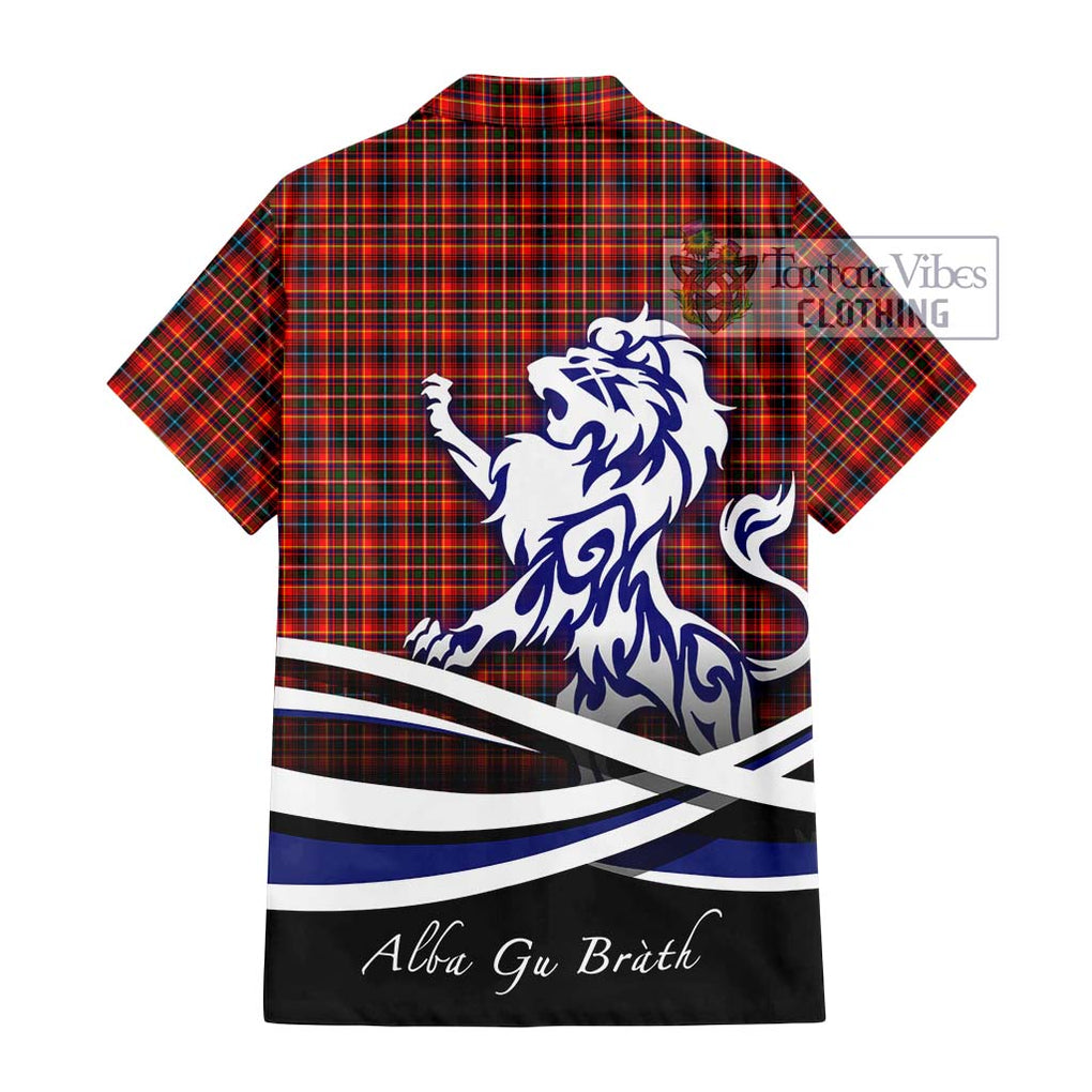 Innes Modern Tartan Short Sleeve Button Shirt with Alba Gu Brath Regal Lion Emblem - Tartanvibesclothing Shop