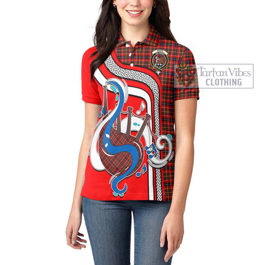 Innes Modern Tartan Women's Polo Shirt with Epic Bagpipe Style - Tartanvibesclothing Shop