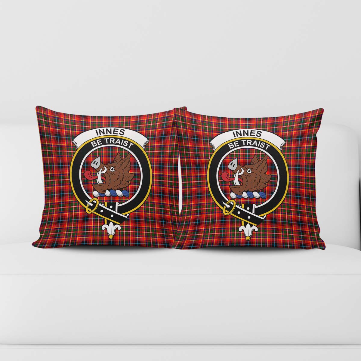 Innes Modern Tartan Pillow Cover with Family Crest - Tartanvibesclothing