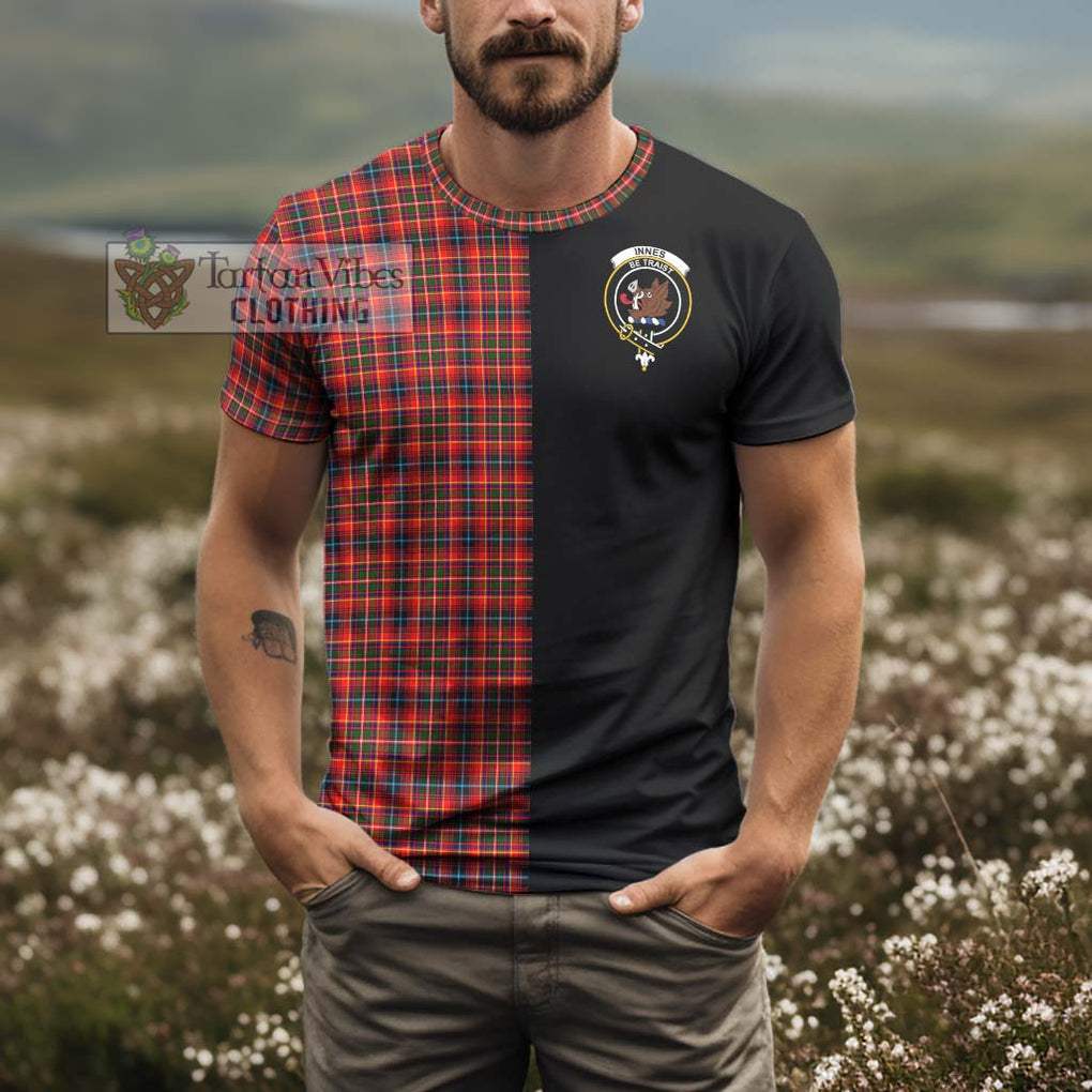 Innes Modern Tartan T-Shirt with Family Crest and Half Of Me Style - Tartanvibesclothing Shop