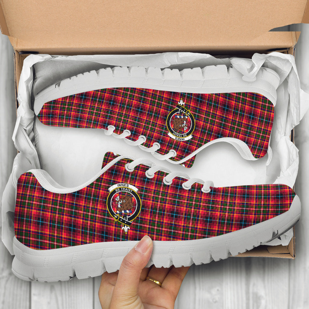 Innes Modern Tartan Sneakers with Family Crest - Tartan Vibes Clothing