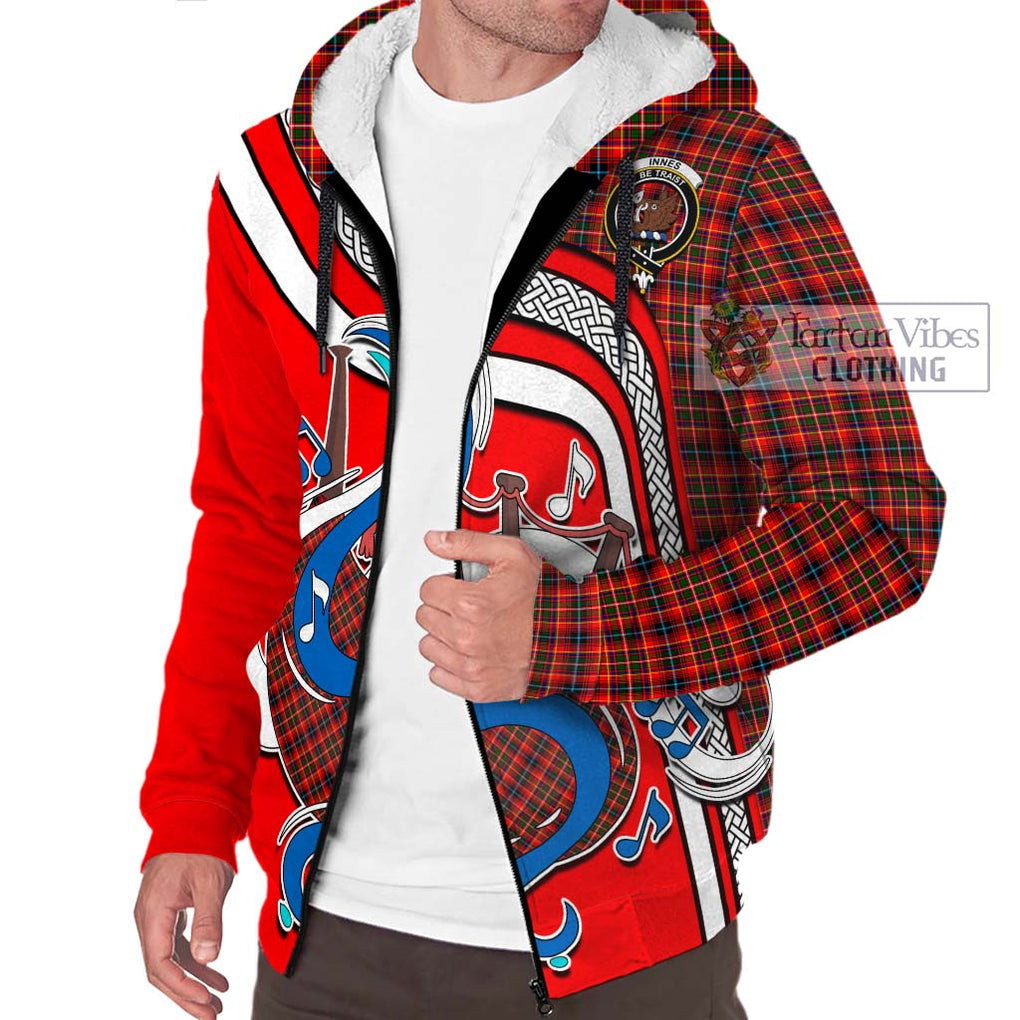 Innes Modern Tartan Sherpa Hoodie with Epic Bagpipe Style Unisex - Tartanvibesclothing Shop