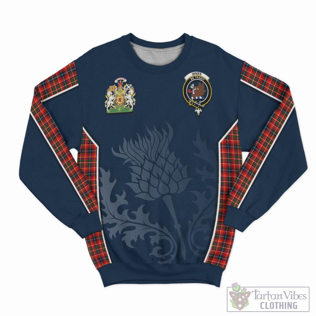 Tartan Vibes Clothing Innes Modern Tartan Sweatshirt with Family Crest and Scottish Thistle Vibes Sport Style