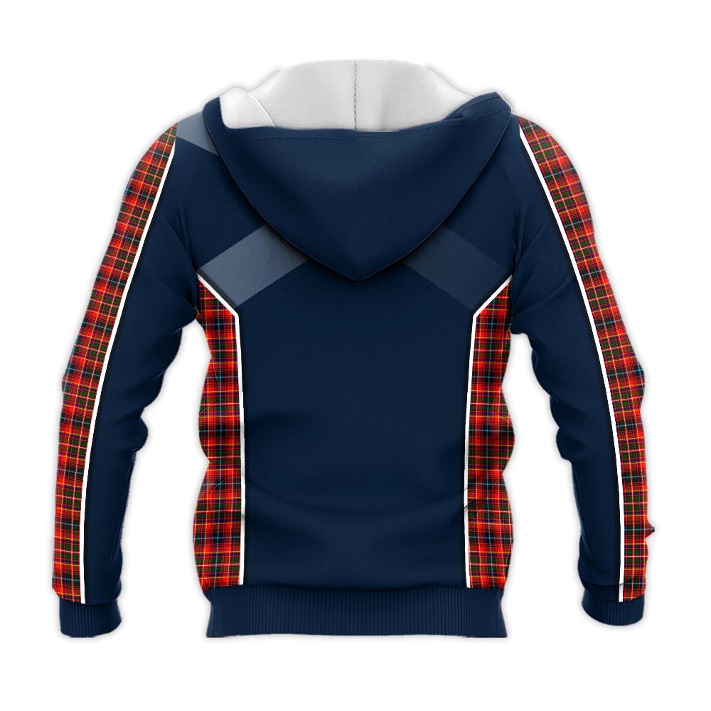 Tartan Vibes Clothing Innes Modern Tartan Knitted Hoodie with Family Crest and Scottish Thistle Vibes Sport Style