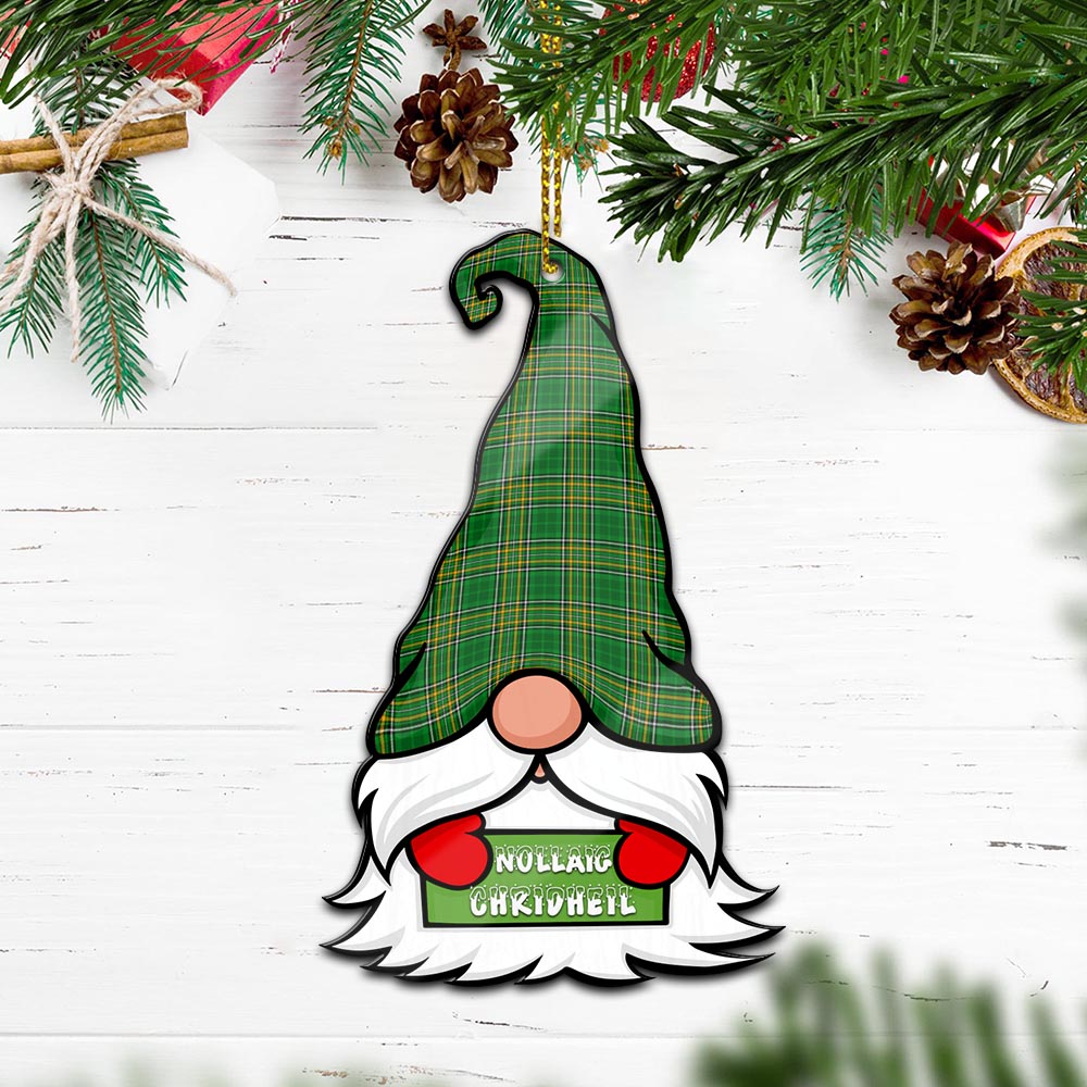 Ireland National Gnome Christmas Ornament with His Tartan Christmas Hat Wood Ornament - Tartanvibesclothing