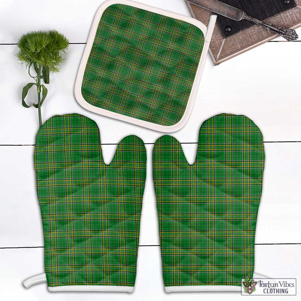 Ireland National Tartan Combo Oven Mitt & Pot-Holder Combo 1 Oven Mitt & 1 Pot-Holder White - Tartan Vibes Clothing