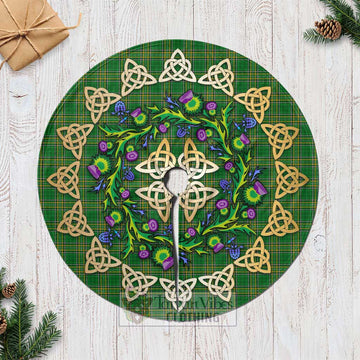 Ireland National Tartan Christmas Tree Skirt with Thistle Celtic Knot Style