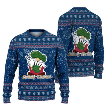 Ireland National Clan Christmas Family Ugly Sweater with Funny Gnome Playing Bagpipes