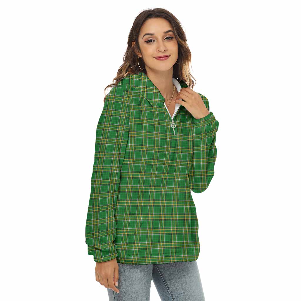 Tartan Vibes Clothing Ireland National Tartan Women's Borg  Half Zip Fleece Hoodie