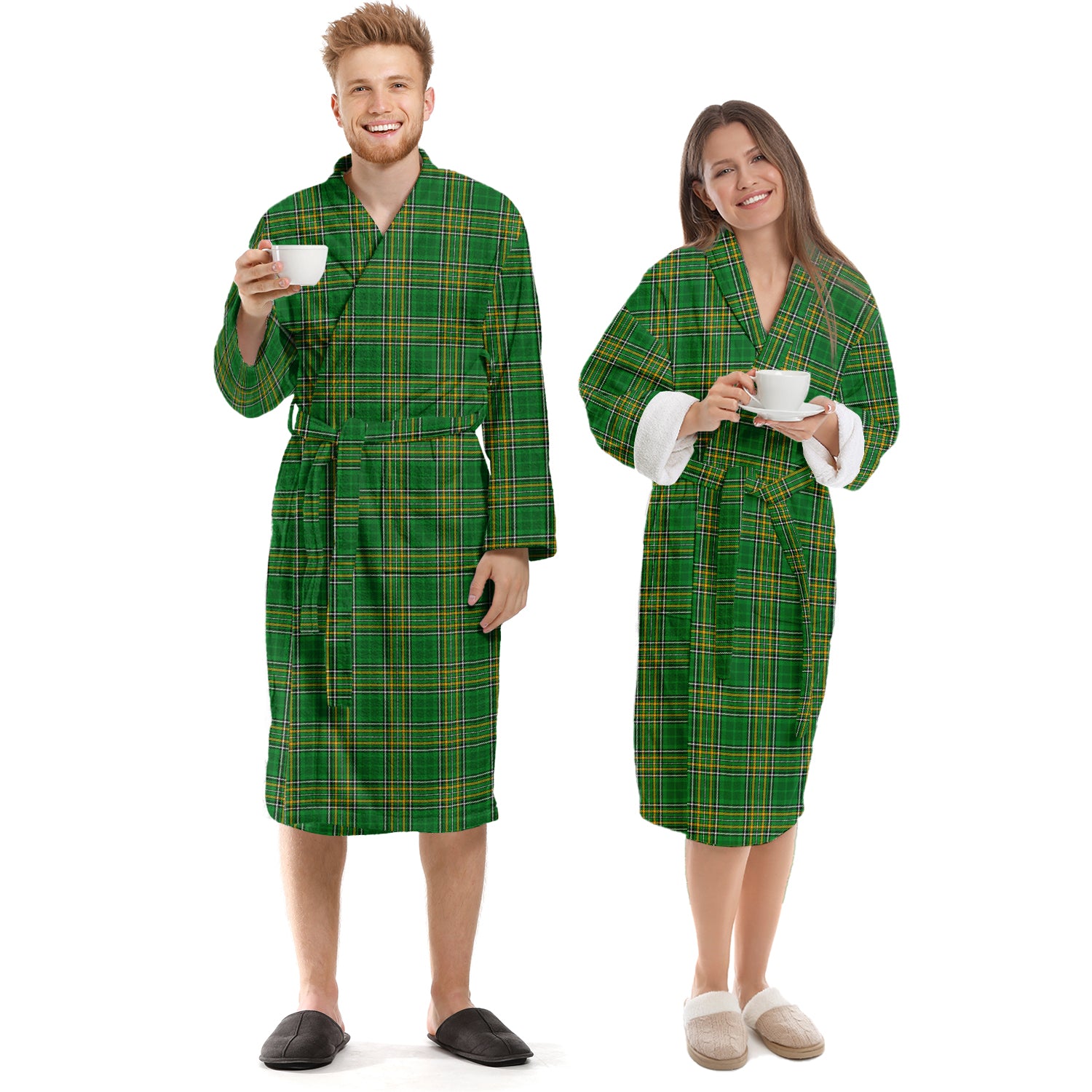 Ireland National Tartan Bathrobe Unisex S - Tartan Vibes Clothing