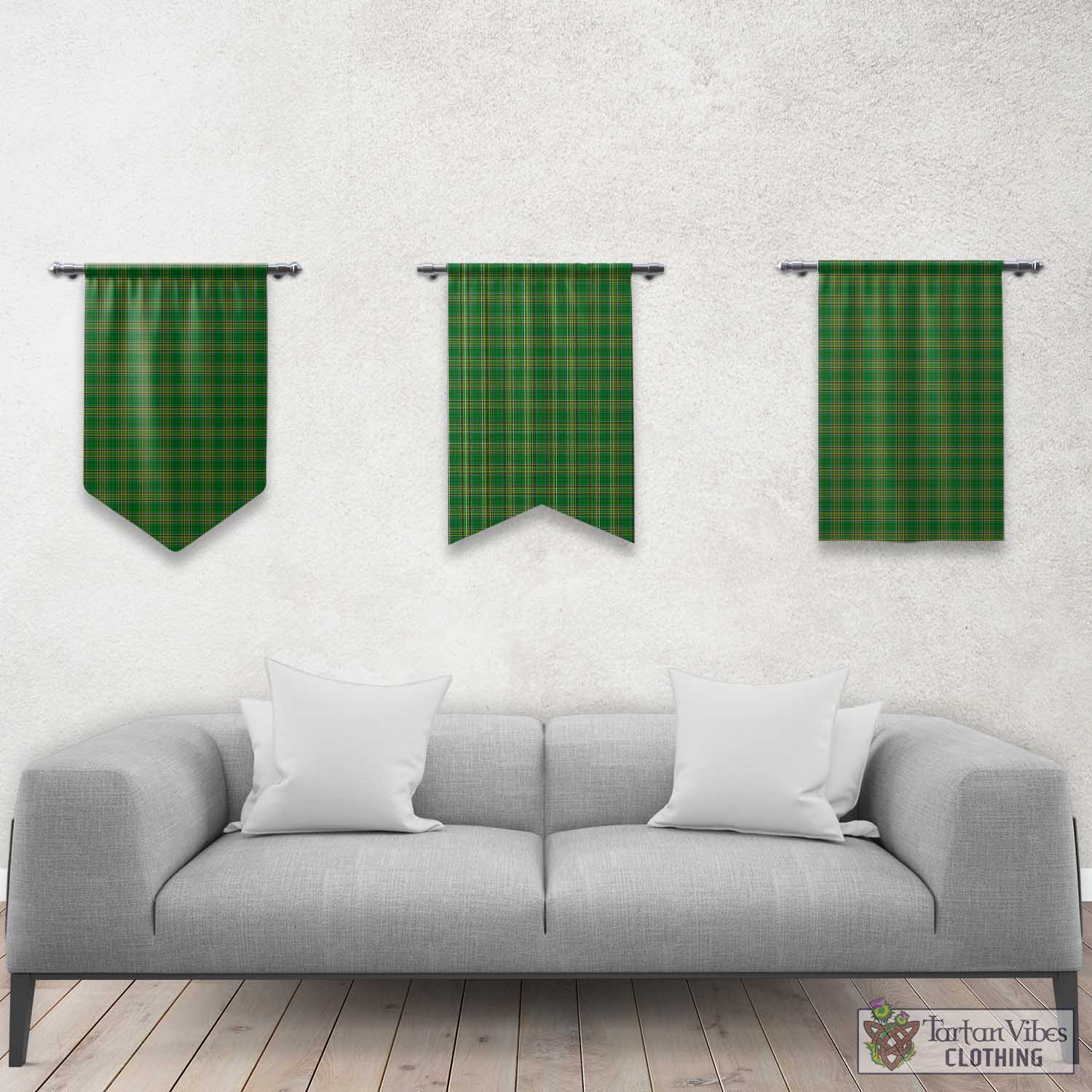 Tartan Vibes Clothing Ireland National Tartan Gonfalon, Tartan Banner