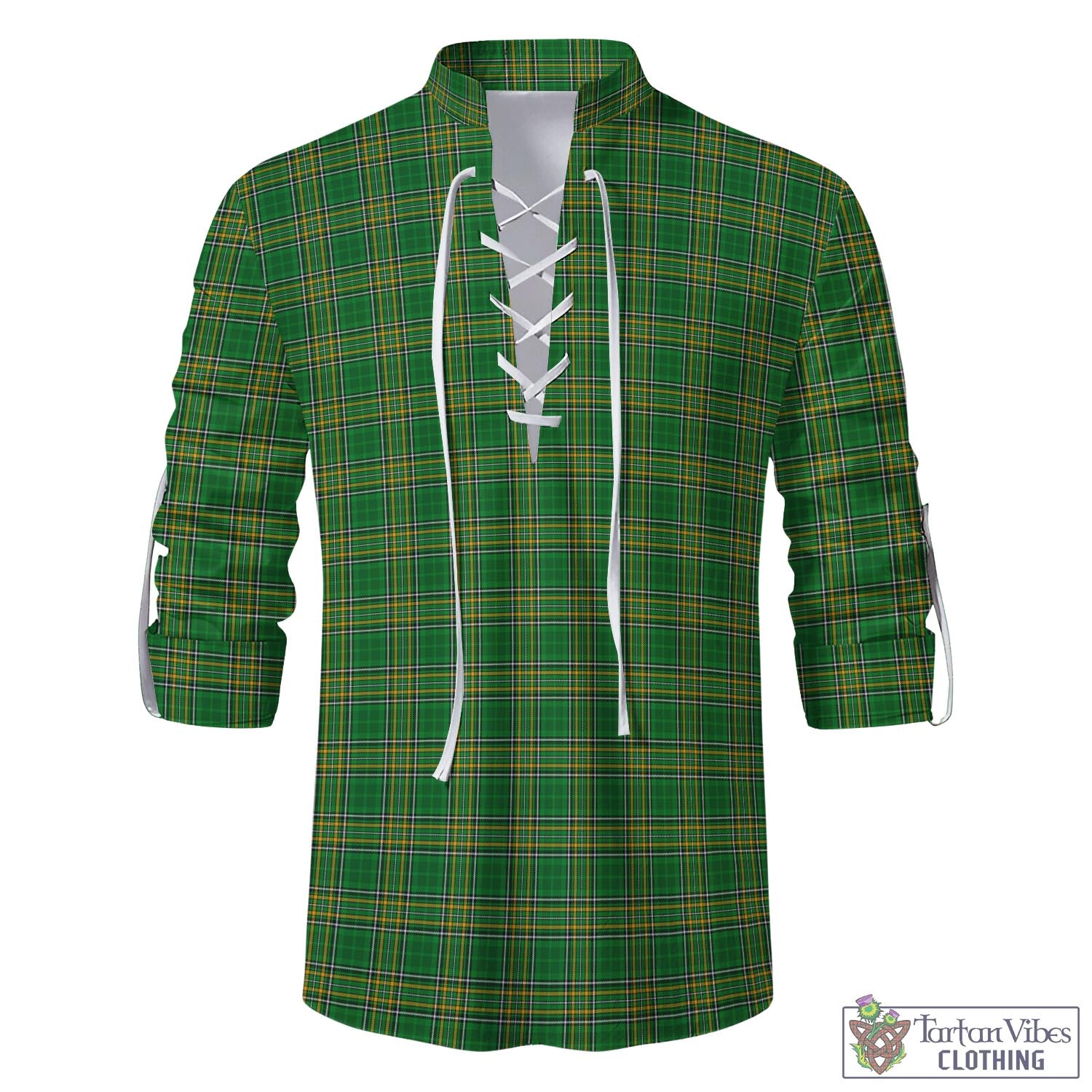 Tartan Vibes Clothing Ireland National Tartan Men's Scottish Traditional Jacobite Ghillie Kilt Shirt