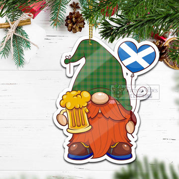 Ireland National Tartan Gnome Holding Beer Glass Christmas Ornament with Personalized National Flag