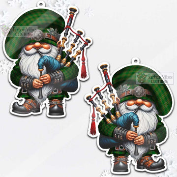 Ireland National Tartan Bagpiper Gnome Christmas Ornament