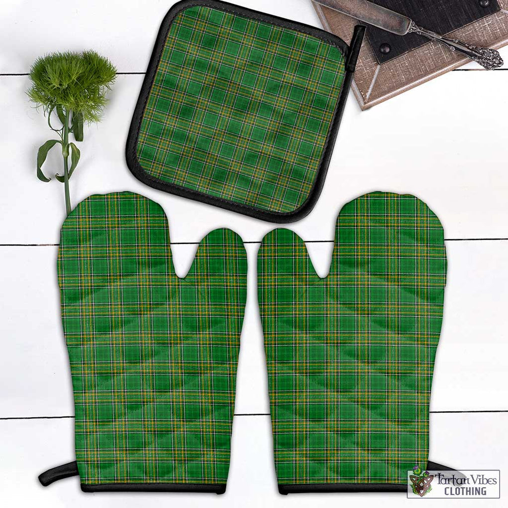 Ireland National Tartan Combo Oven Mitt & Pot-Holder Combo 1 Oven Mitt & 1 Pot-Holder Black - Tartan Vibes Clothing