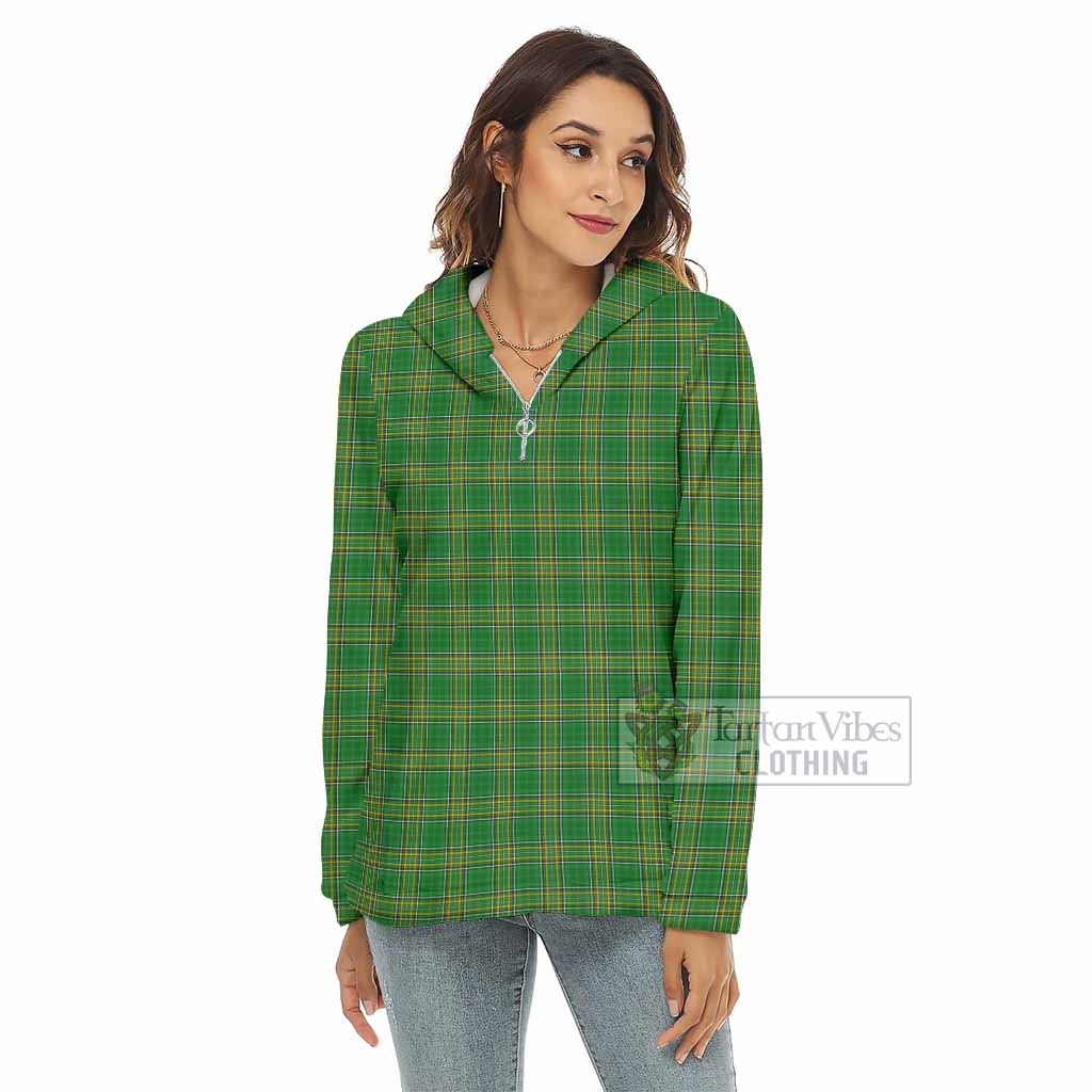 Tartan Vibes Clothing Ireland National Tartan Women's Borg  Half Zip Fleece Hoodie