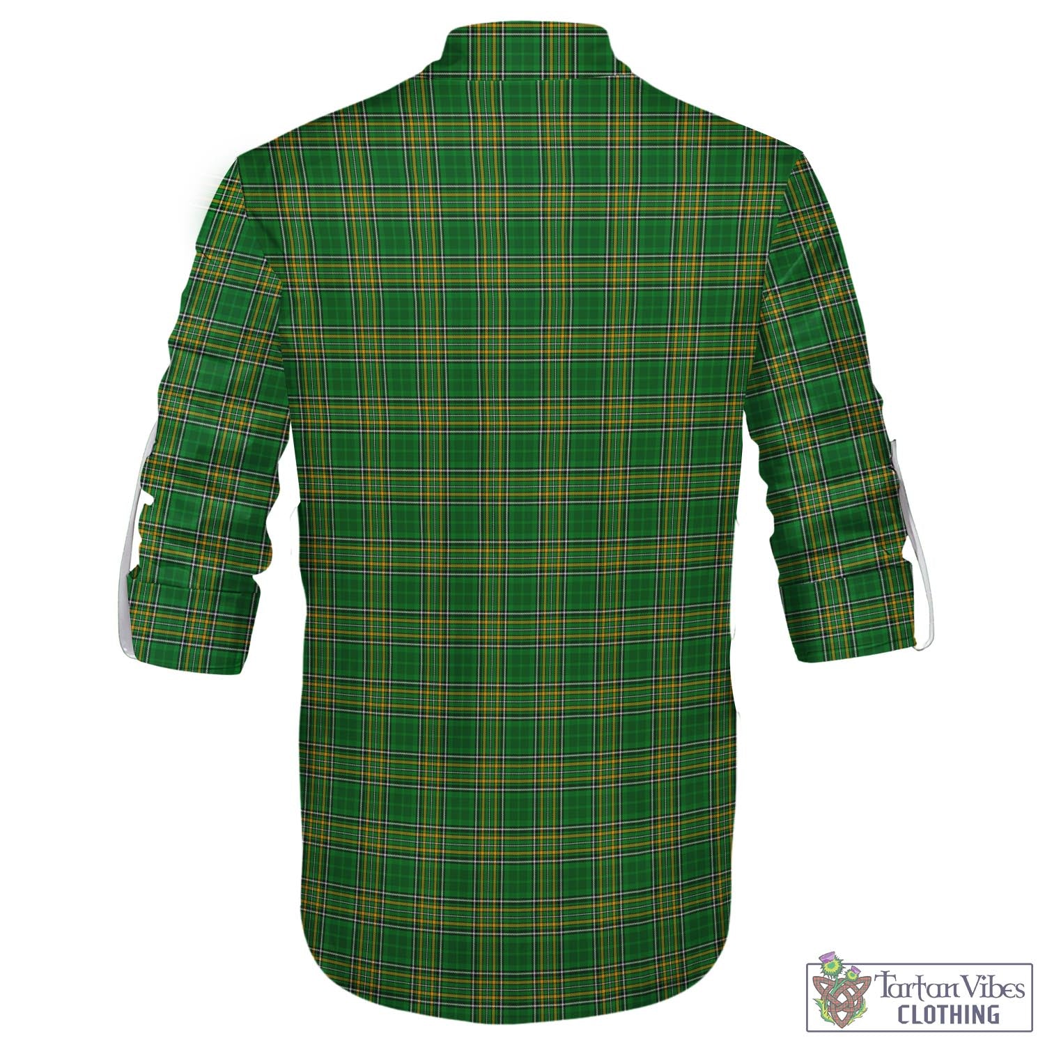 Tartan Vibes Clothing Ireland National Tartan Men's Scottish Traditional Jacobite Ghillie Kilt Shirt