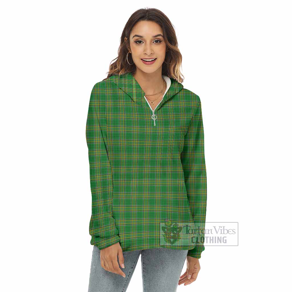 Tartan Vibes Clothing Ireland National Tartan Women's Borg  Half Zip Fleece Hoodie