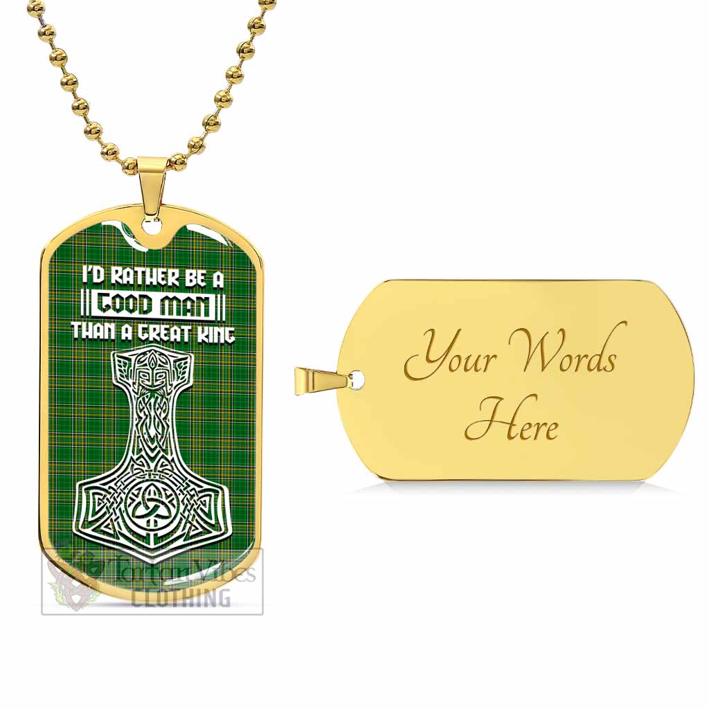 Tartan Vibes Clothing Ireland National Tartan Dog Tag Necklace Viking Mjolnir Style