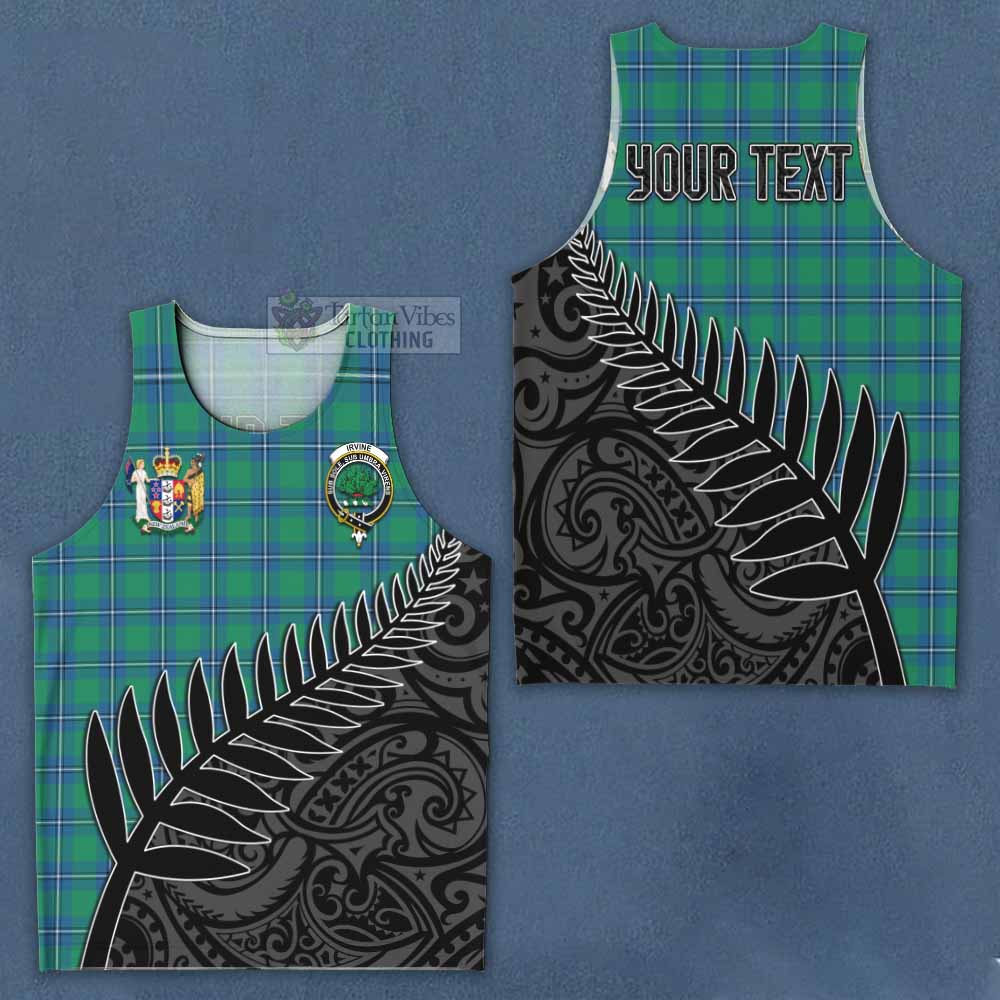 Tartan Vibes Clothing Irvine Crest Tartan Men's Tank Top with New Zealand Silver Fern Half Style