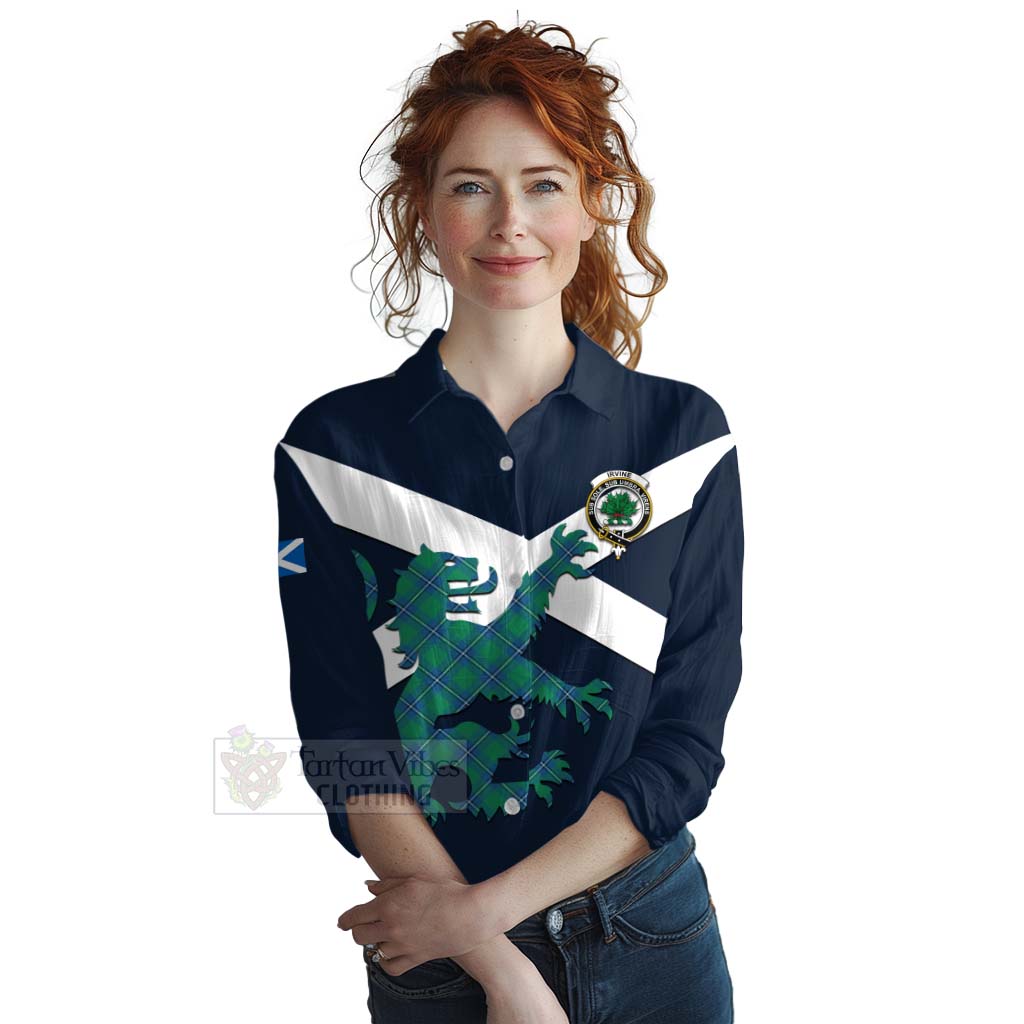 Tartan Vibes Clothing Irvine Tartan Lion Rampant Women's Casual Shirt Proudly Display Your Heritage with Alba Gu Brath and Clan Name