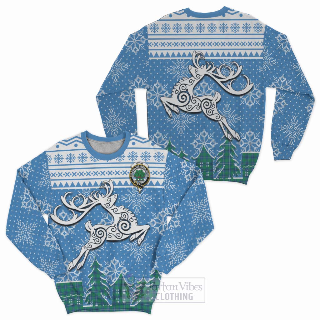 Tartan Vibes Clothing Irvine Clan Christmas Sweatshirt Celtic Reindeer Style