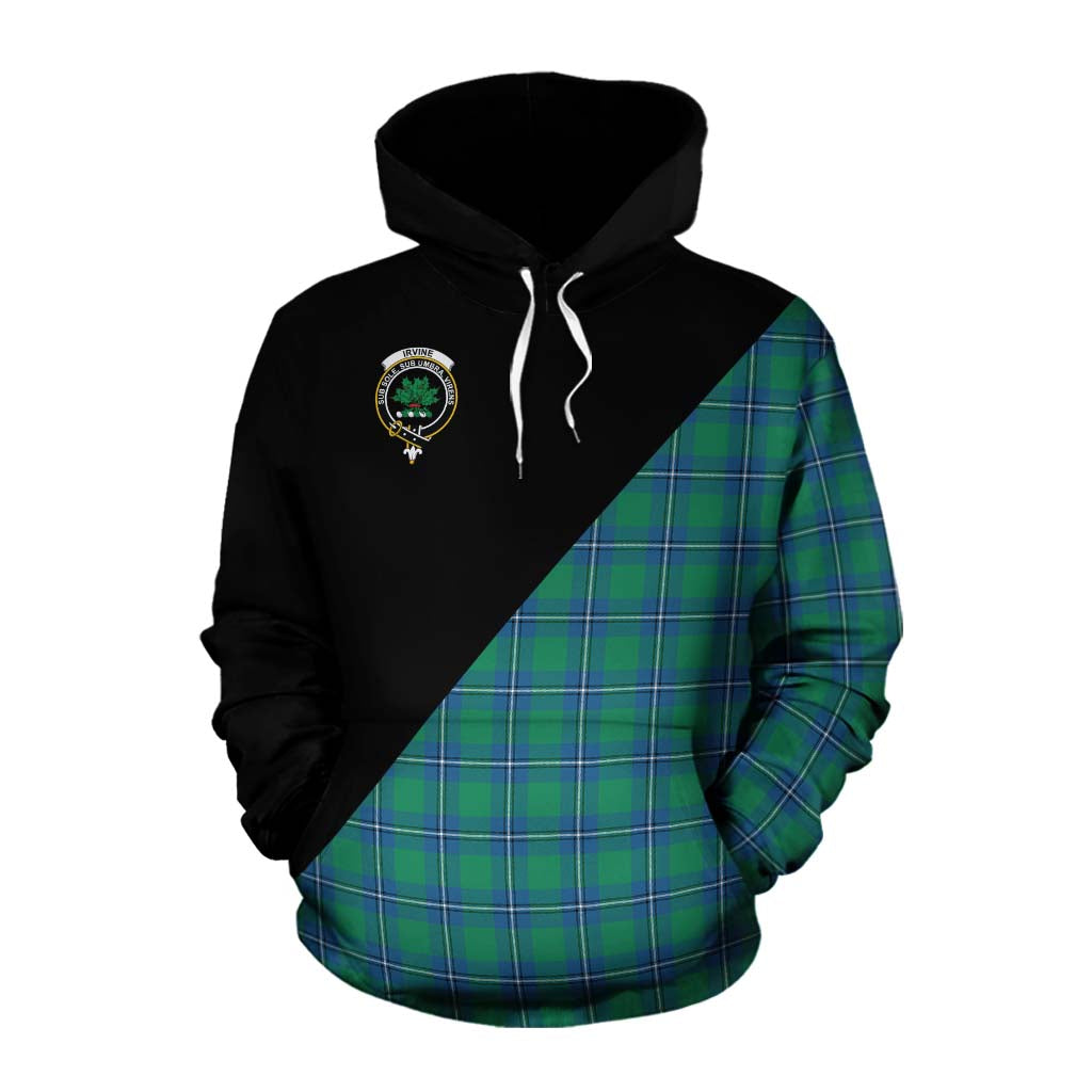 Tartan Vibes Clothing Irvine Tartan Cotton Hoodie with Family Crest and Military Logo Style