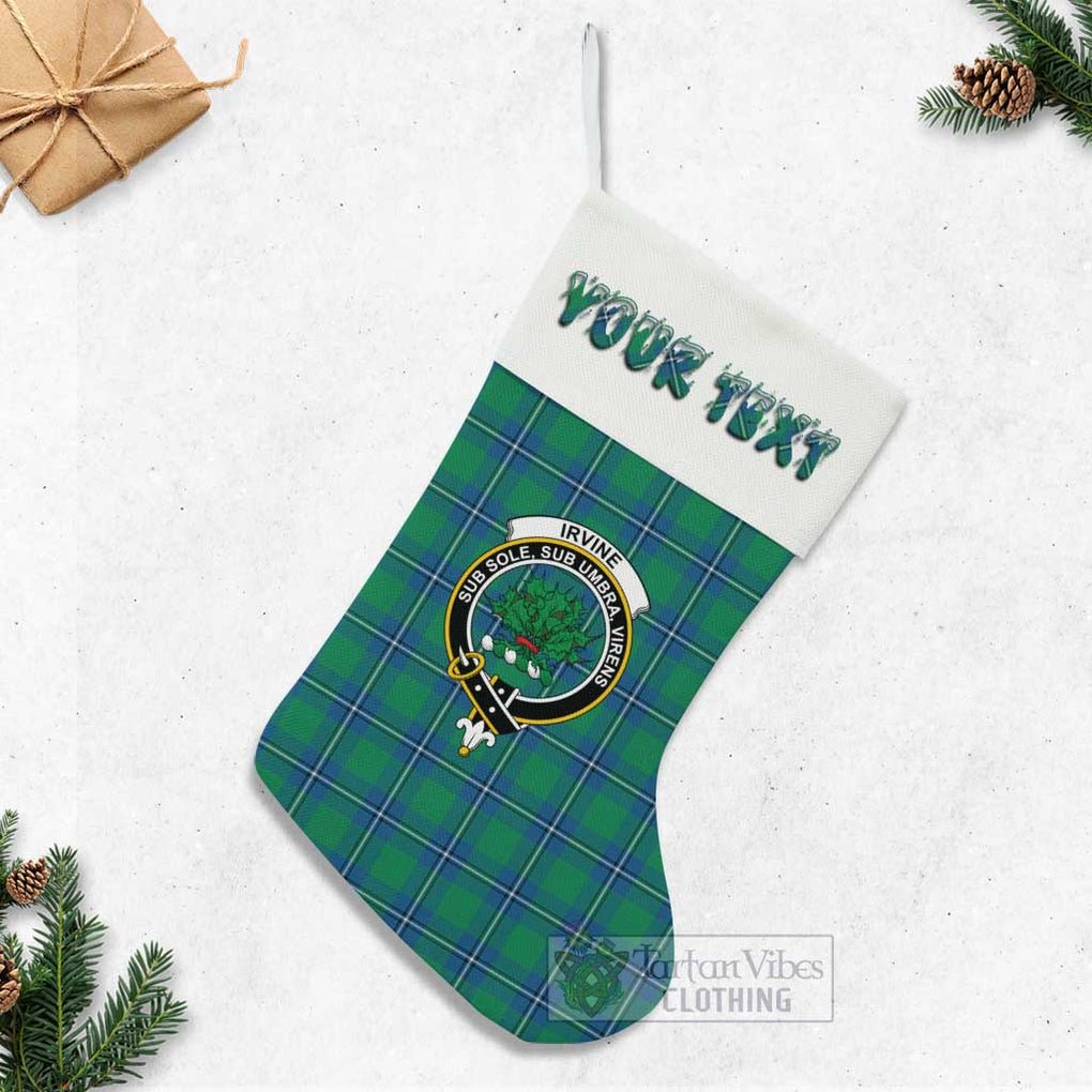 Tartan Vibes Clothing Irvine Tartan Family Crest Christmas Stocking with Personalized Text