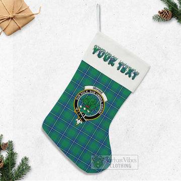 Irvine Tartan Family Crest Christmas Stocking with Personalized Text