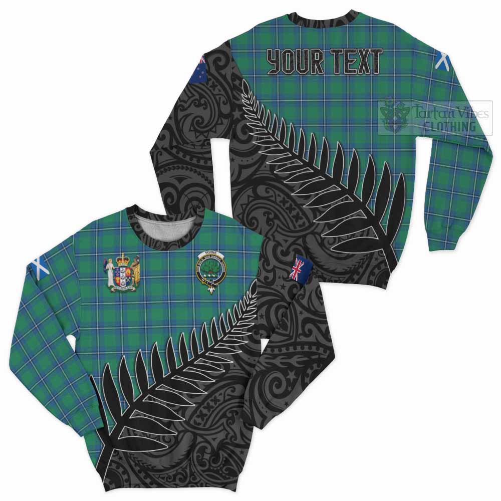 Tartan Vibes Clothing Irvine Crest Tartan Sweatshirt with New Zealand Silver Fern Half Style