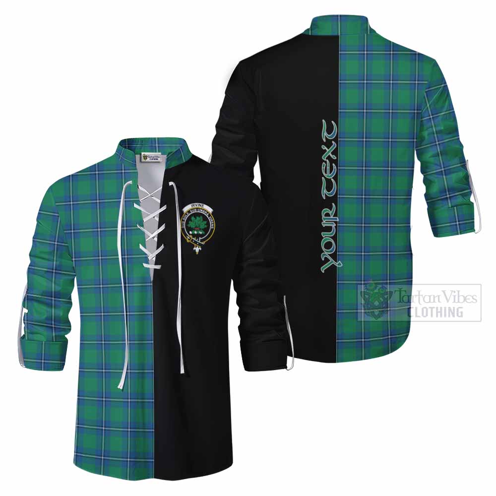 Tartan Vibes Clothing Irvine Tartan Ghillie Kilt Shirt with Family Crest and Half Of Me Style