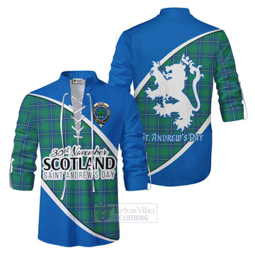 Irvine Family Crest Tartan Ghillie Kilt Shirt Celebrate Saint Andrew's Day in Style