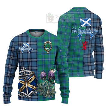 Irvine Tartan Knitted Sweater Happy St. Andrew's Day Half Tartan Style