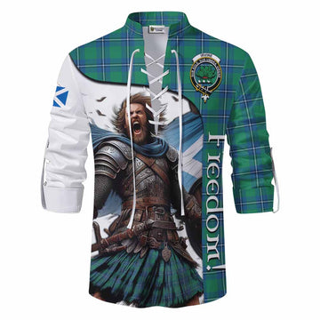 Irvine Crest Tartan Ghillie Kilt Shirt Inspired by the Freedom of Scottish Warrior